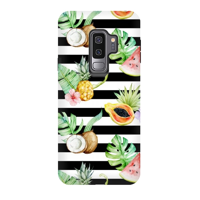 Galaxy S9 plus StrongFit Tropical Fruits Stripes by Alemi