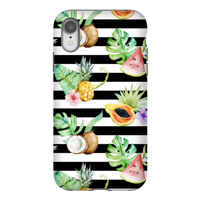 iPhone Xr StrongFit Tropical Fruits Stripes by Alemi