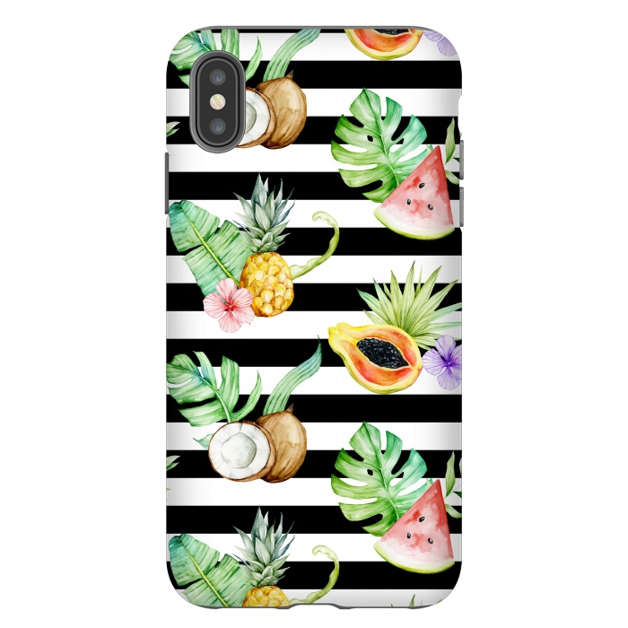 iPhone Xs Max StrongFit Tropical Fruits Stripes by Alemi