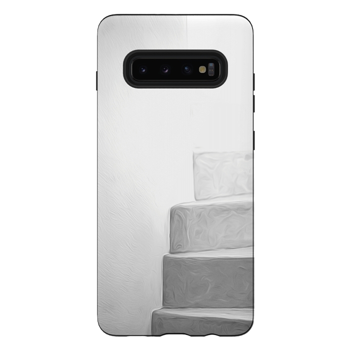 Galaxy S10 plus StrongFit Black and White Minimal Stairs by Alemi