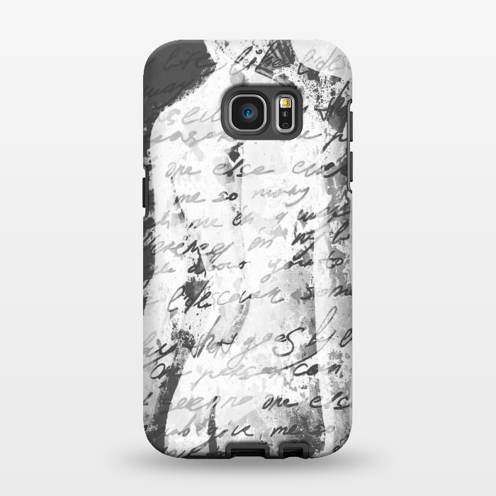 Galaxy S7 EDGE StrongFit Black and White Woman Painting by Alemi