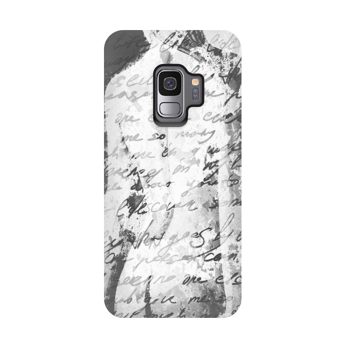 Galaxy S9 StrongFit Black and White Woman Painting by Alemi