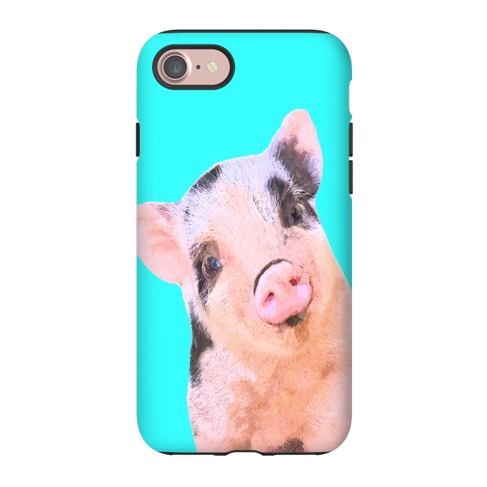 iPhone 7 StrongFit Little Pig Turquoise Background by Alemi