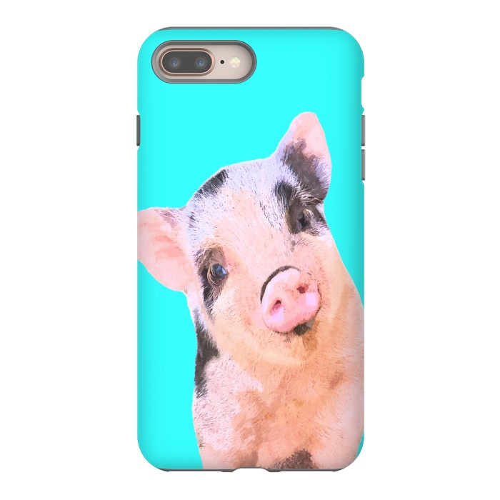 iPhone 7 plus StrongFit Little Pig Turquoise Background by Alemi