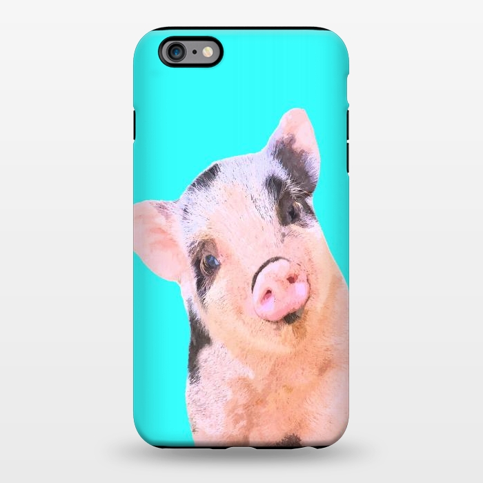 iPhone 6/6s plus StrongFit Little Pig Turquoise Background by Alemi