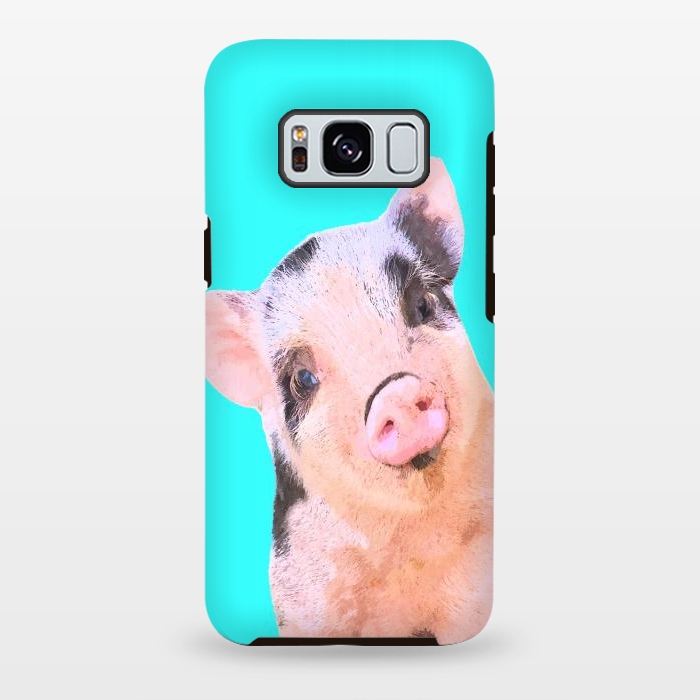 Galaxy S8 plus StrongFit Little Pig Turquoise Background by Alemi