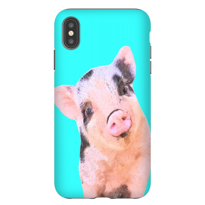 iPhone Xs Max StrongFit Little Pig Turquoise Background by Alemi