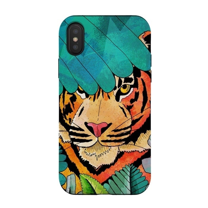 iPhone Xs / X StrongFit Jungle tiger hunter by Steve Wade (Swade)
