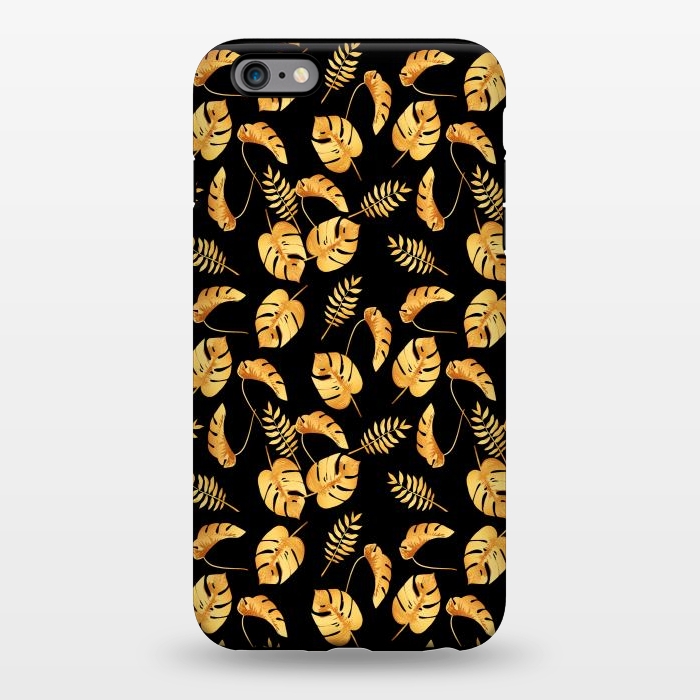 iPhone 6/6s plus StrongFit Gold Tropical Leaves Black Background by Alemi