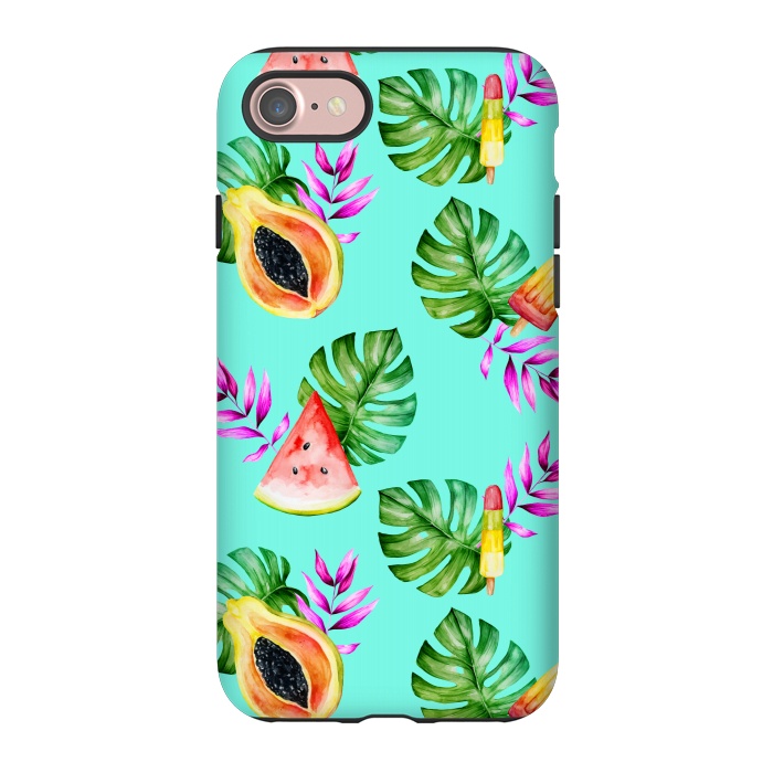 iPhone 7 StrongFit Tropical Fruits Ice Lollies Turquoise Background by Alemi