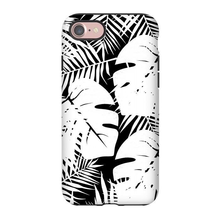 iPhone 7 StrongFit White palm and ficus tropical leaves by Oana 
