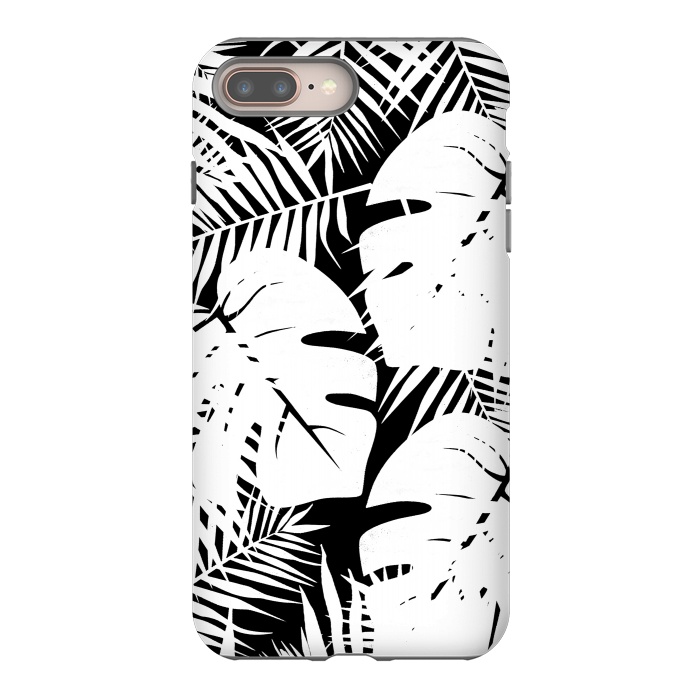 iPhone 7 plus StrongFit White palm and ficus tropical leaves by Oana 