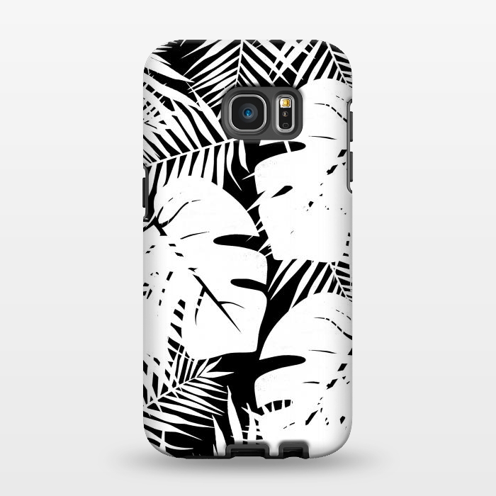 Galaxy S7 EDGE StrongFit White palm and ficus tropical leaves by Oana 