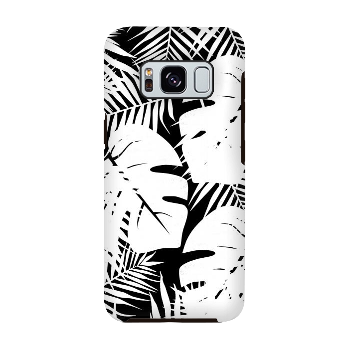 Galaxy S8 StrongFit White palm and ficus tropical leaves by Oana 