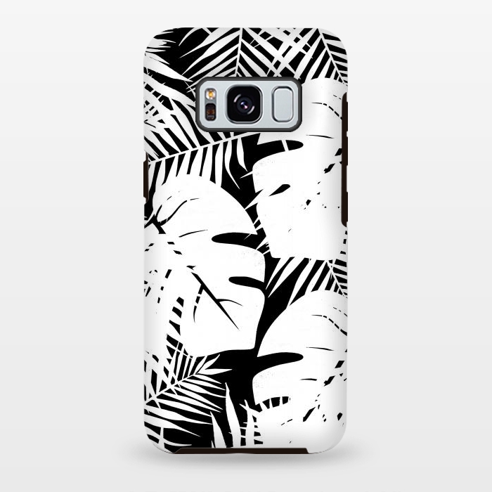 Galaxy S8 plus StrongFit White palm and ficus tropical leaves by Oana 