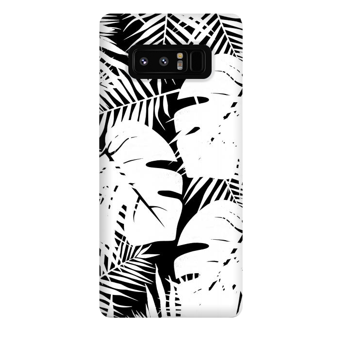 Galaxy Note 8 StrongFit White palm and ficus tropical leaves by Oana 