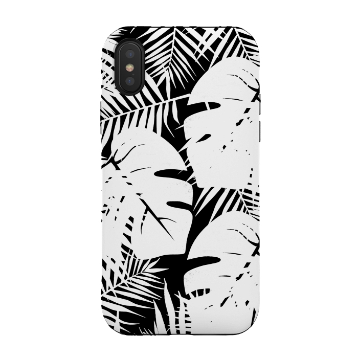 iPhone Xs / X StrongFit White palm and ficus tropical leaves by Oana 