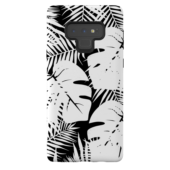 Galaxy Note 9 StrongFit White palm and ficus tropical leaves by Oana 