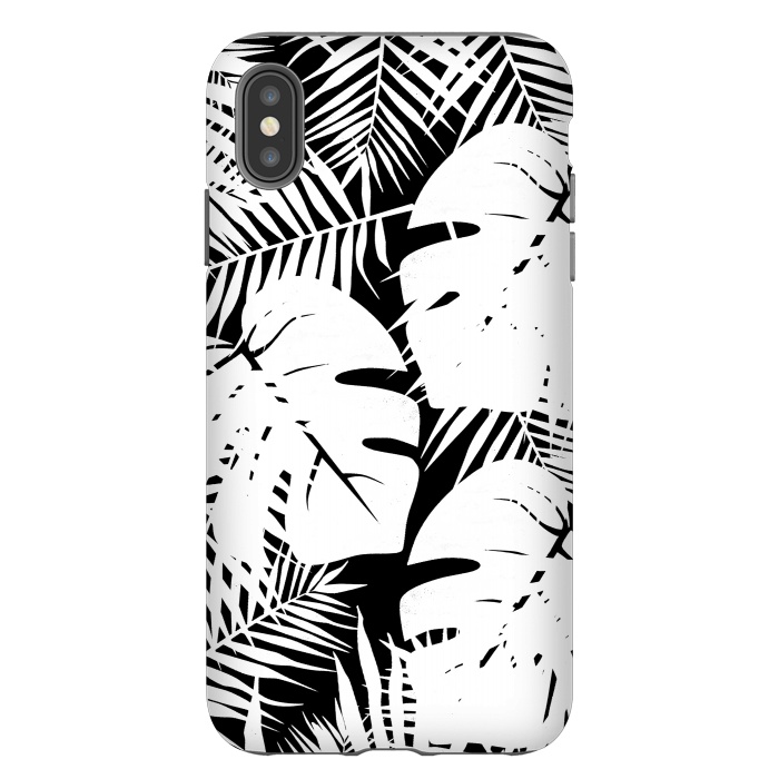 iPhone Xs Max StrongFit White palm and ficus tropical leaves by Oana 