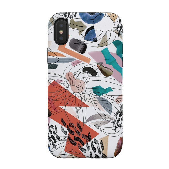 iPhone Xs / X StrongFit Abstract pop art collage doodles by Oana 