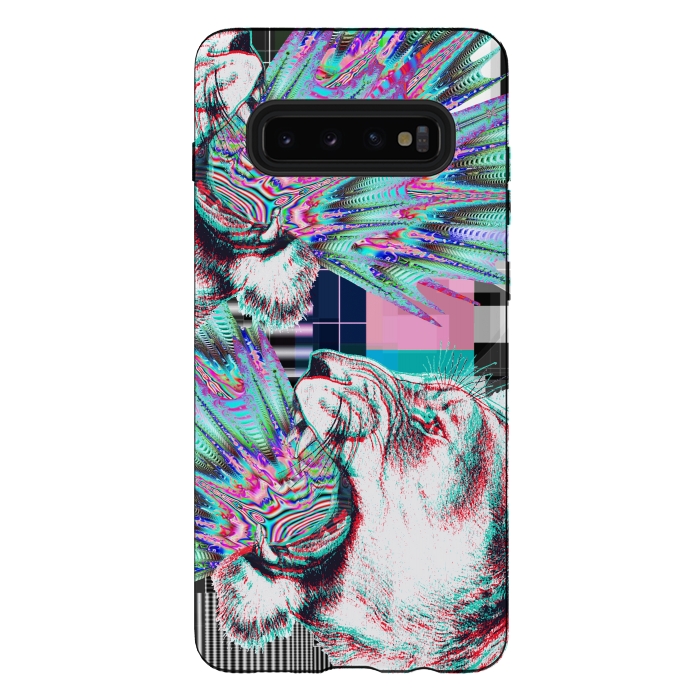 Galaxy S10 plus StrongFit Psychedelic tiger glitch by Oana 