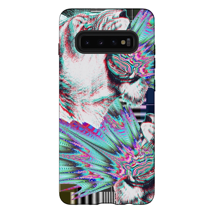 Galaxy S10 plus StrongFit Psychedelic colors tiger roar by Oana 