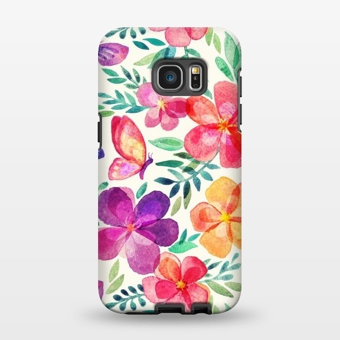 Galaxy S7 EDGE StrongFit Pretty Summer Watercolor Blooms by Micklyn Le Feuvre