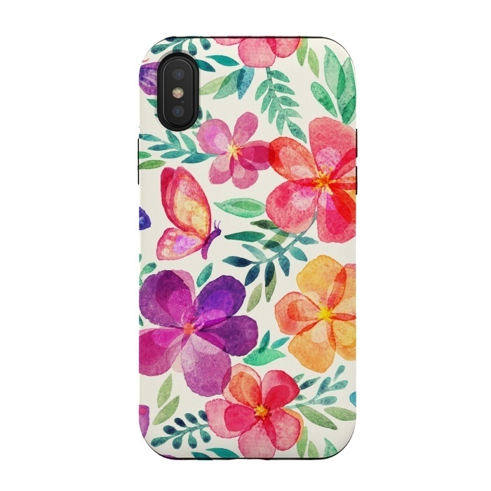 iPhone Xs / X StrongFit Pretty Summer Watercolor Blooms by Micklyn Le Feuvre