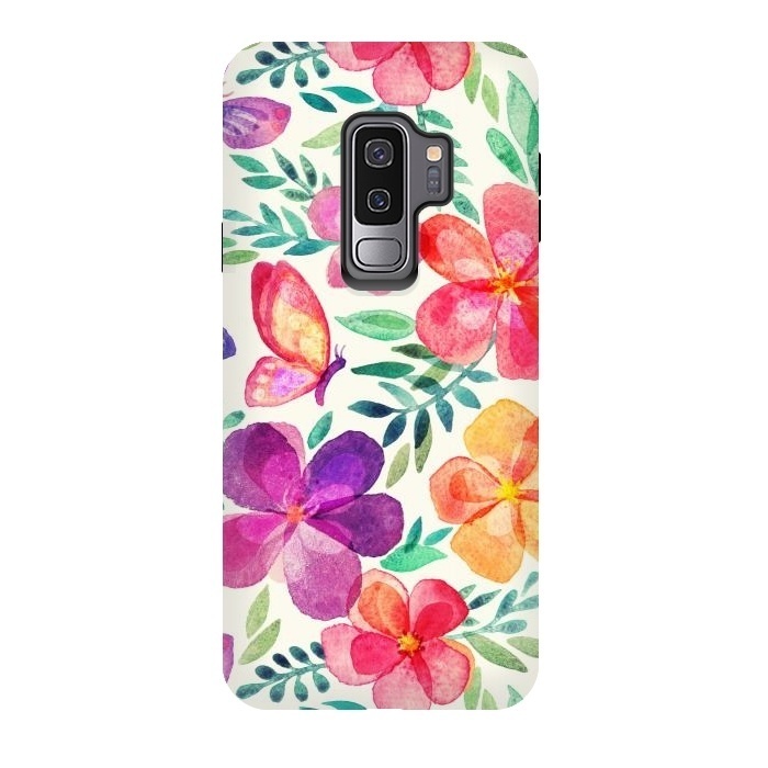 Galaxy S9 plus StrongFit Pretty Summer Watercolor Blooms by Micklyn Le Feuvre