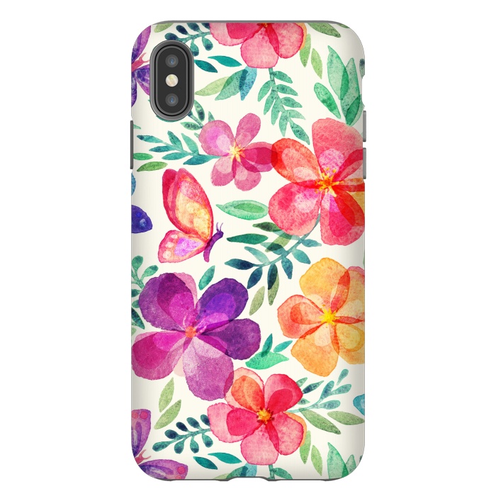 iPhone Xs Max StrongFit Pretty Summer Watercolor Blooms by Micklyn Le Feuvre