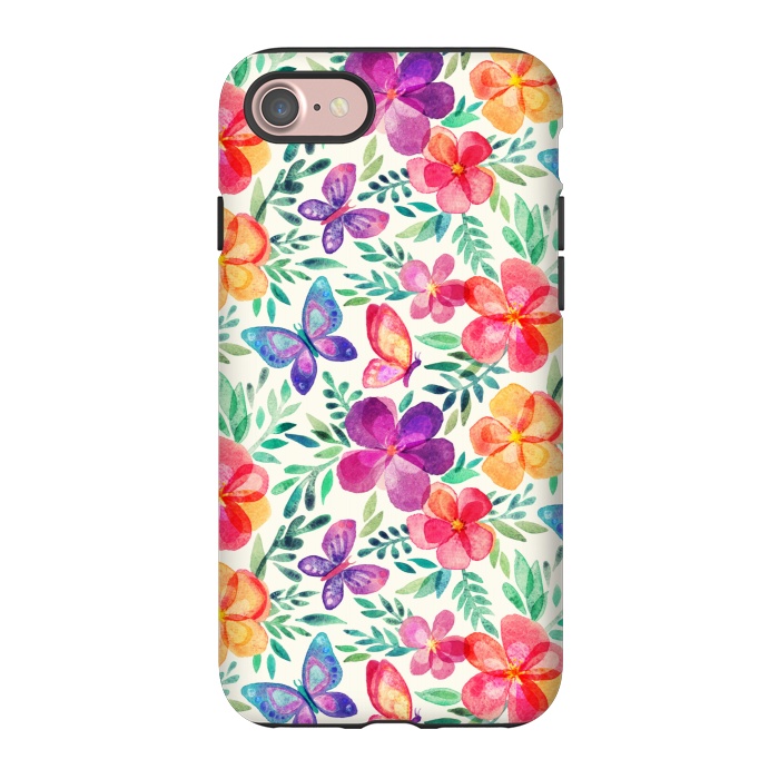 iPhone 7 StrongFit Summer Blooms & Butterflies on Cream by Micklyn Le Feuvre