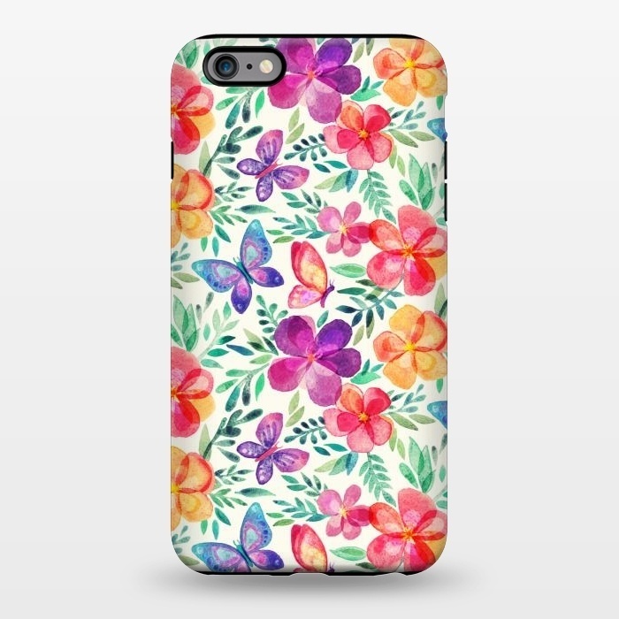 iPhone 6/6s plus StrongFit Summer Blooms & Butterflies on Cream by Micklyn Le Feuvre