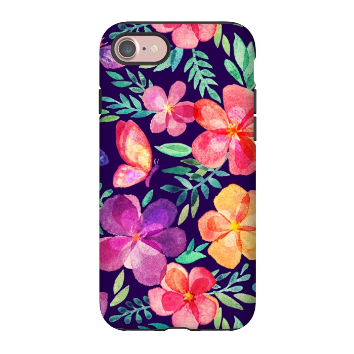 iPhone 7 StrongFit Summer Blooms Watercolor Collage by Micklyn Le Feuvre