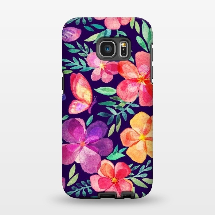 Galaxy S7 EDGE StrongFit Summer Blooms Watercolor Collage by Micklyn Le Feuvre