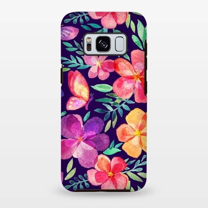 Galaxy S8 plus StrongFit Summer Blooms Watercolor Collage by Micklyn Le Feuvre