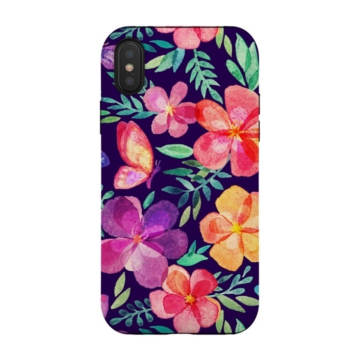 iPhone Xs / X StrongFit Summer Blooms Watercolor Collage by Micklyn Le Feuvre