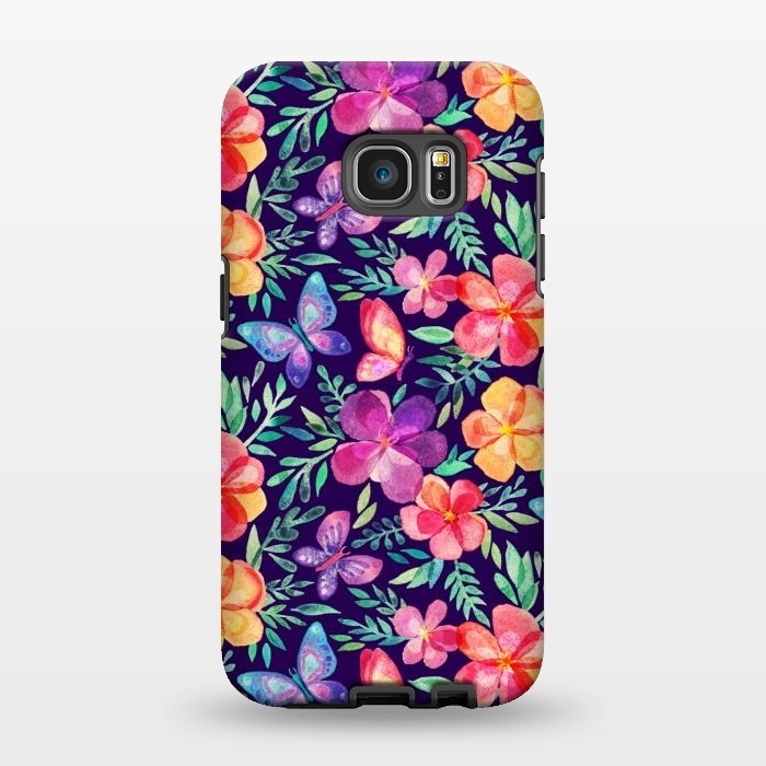 Galaxy S7 EDGE StrongFit Summer Blooms & Butterflies by Micklyn Le Feuvre