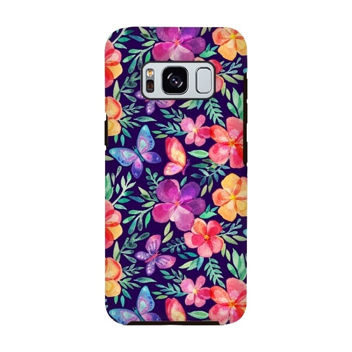 Galaxy S8 StrongFit Summer Blooms & Butterflies by Micklyn Le Feuvre