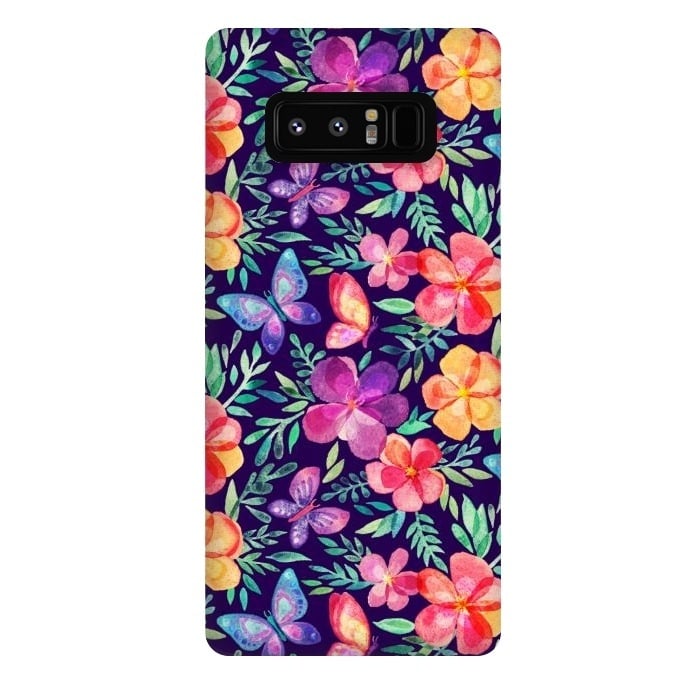 Galaxy Note 8 StrongFit Summer Blooms & Butterflies by Micklyn Le Feuvre