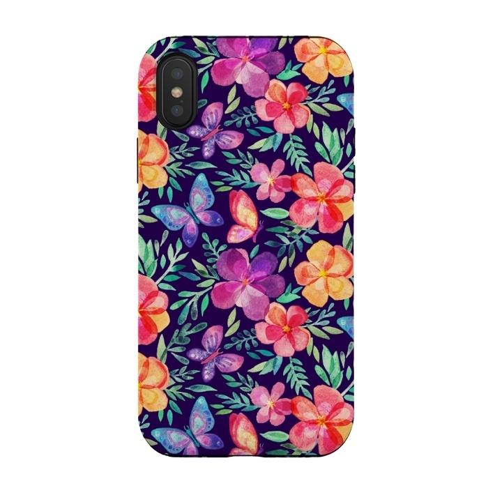 iPhone Xs / X StrongFit Summer Blooms & Butterflies by Micklyn Le Feuvre