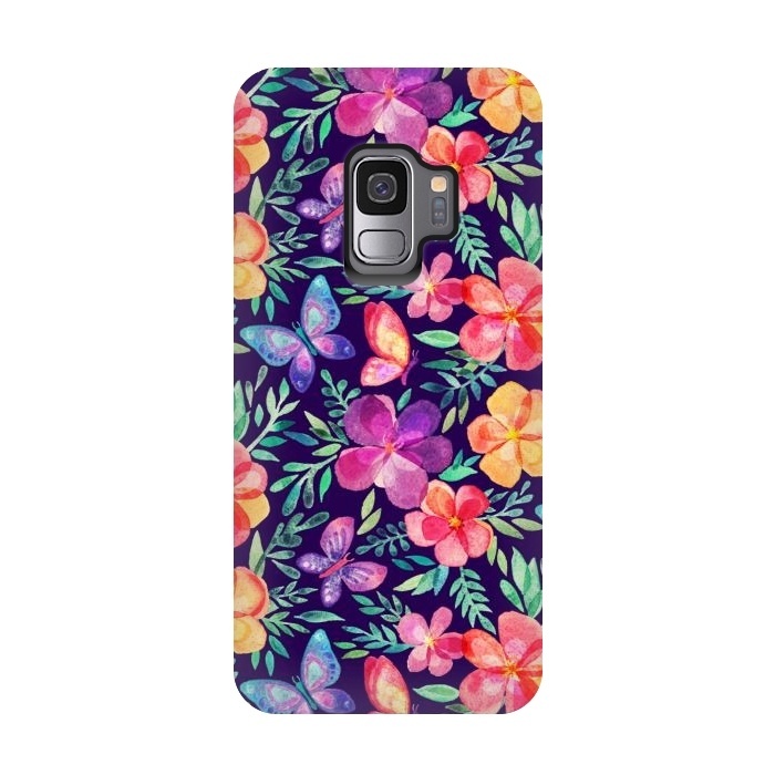 Galaxy S9 StrongFit Summer Blooms & Butterflies by Micklyn Le Feuvre