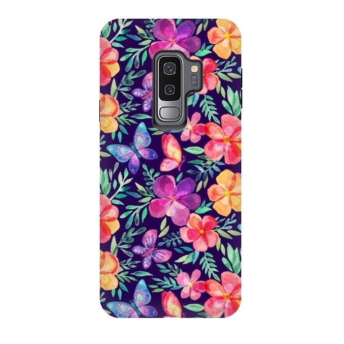 Galaxy S9 plus StrongFit Summer Blooms & Butterflies by Micklyn Le Feuvre