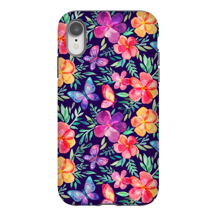 iPhone Xr StrongFit Summer Blooms & Butterflies by Micklyn Le Feuvre