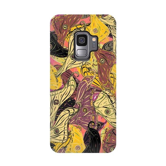 Galaxy S9 StrongFit Boho Butterfly Wings - Yellow & Black by Lotti Brown