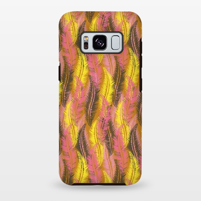 Galaxy S8 plus StrongFit Feather Stripe in Pink and Yellow by Lotti Brown
