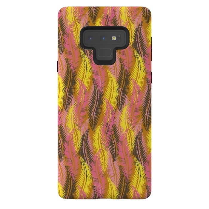 Galaxy Note 9 StrongFit Feather Stripe in Pink and Yellow by Lotti Brown