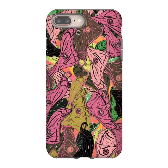 iPhone 7 plus StrongFit Boho Butterfly Wings in Pink & Green by Lotti Brown