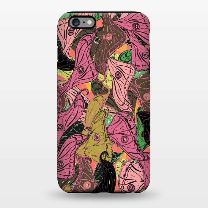 iPhone 6/6s plus StrongFit Boho Butterfly Wings in Pink & Green by Lotti Brown
