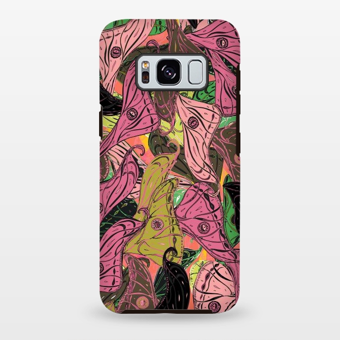Galaxy S8 plus StrongFit Boho Butterfly Wings in Pink & Green by Lotti Brown
