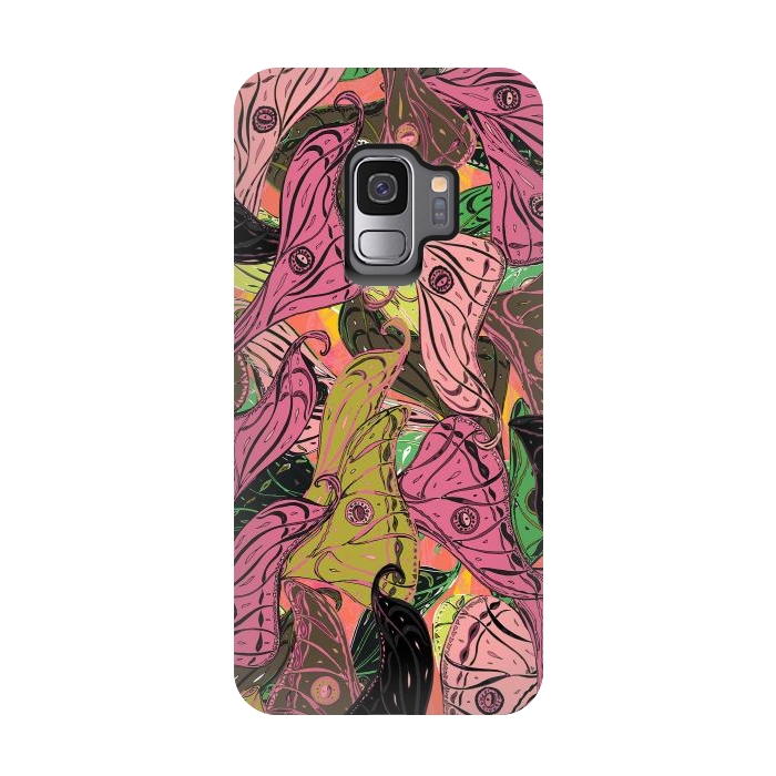 Galaxy S9 StrongFit Boho Butterfly Wings in Pink & Green by Lotti Brown
